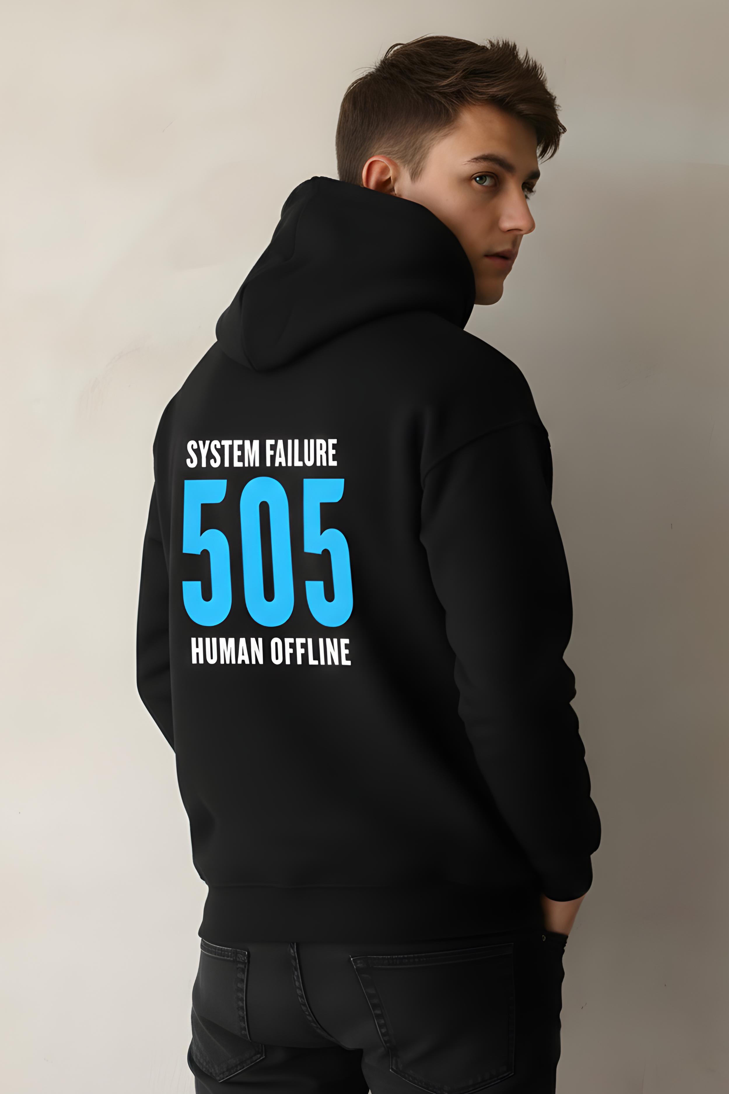 505 Human Offline Unisex Regular Hoodie – Black