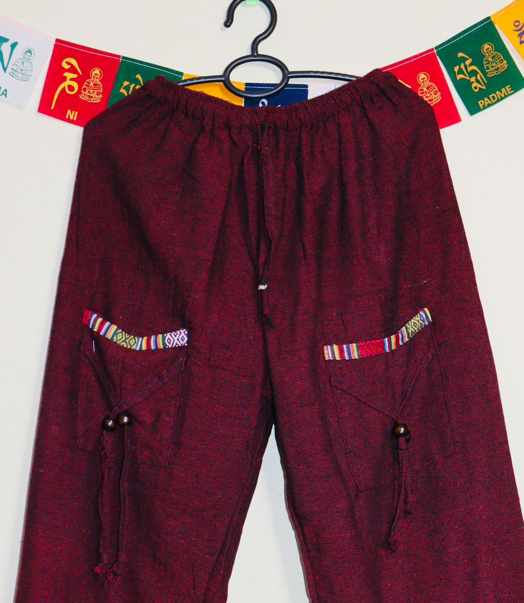 Ethnic Cotton Pajama - Maroon-Unisex
