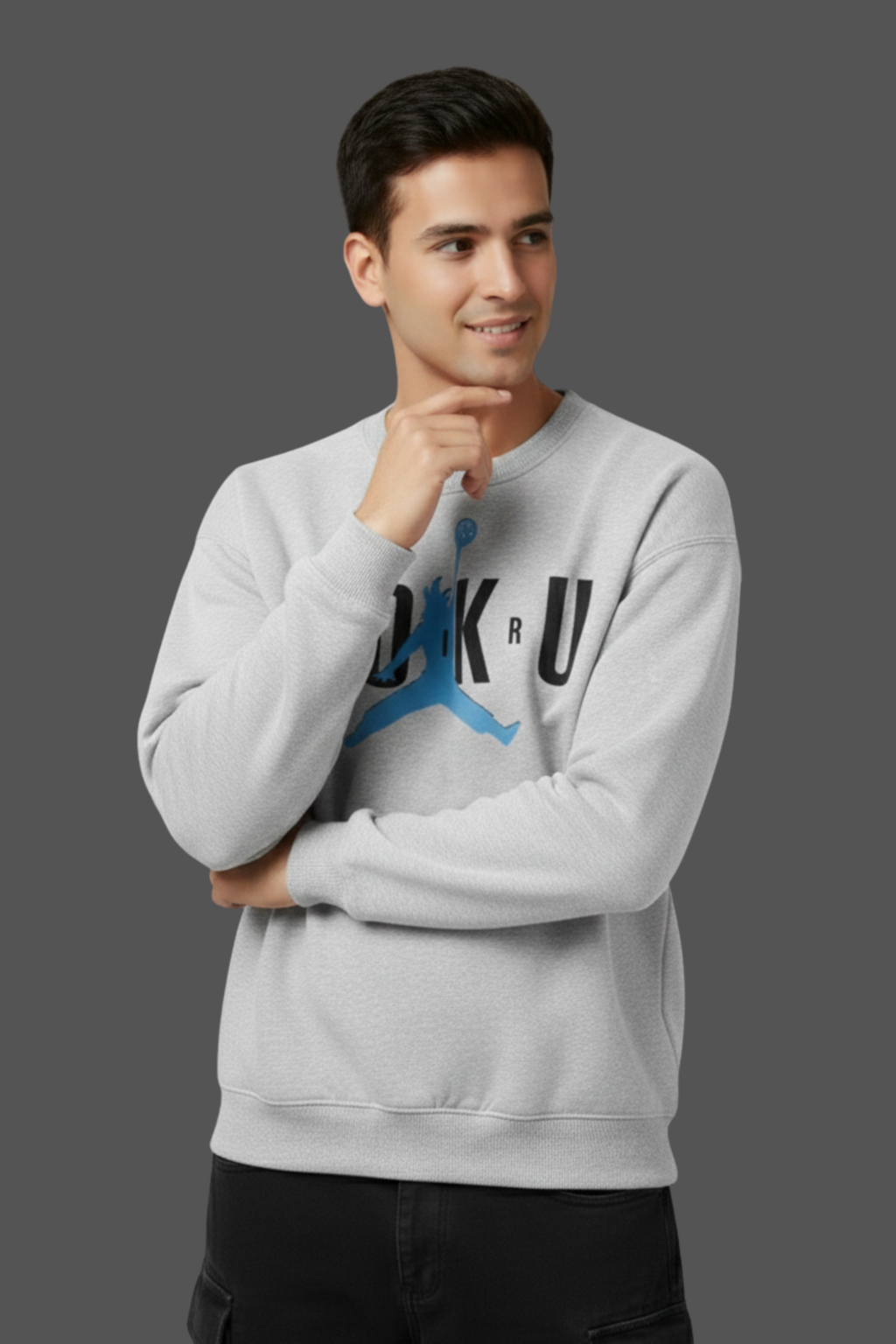 Goku Air Premium Cotton Fleece Sweatshirt - Grey