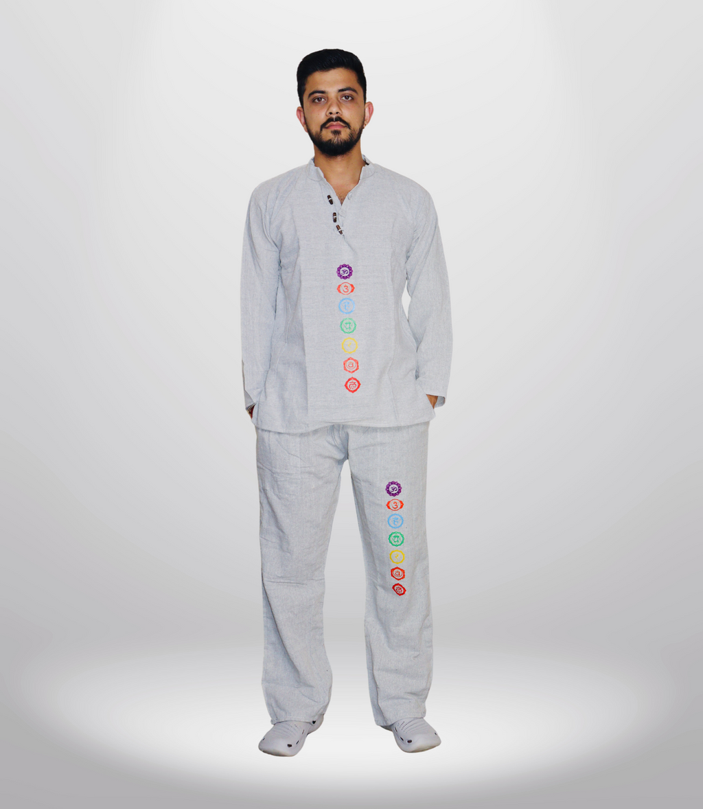7 CHAKRA KURTA PAJAMA SET - GREY