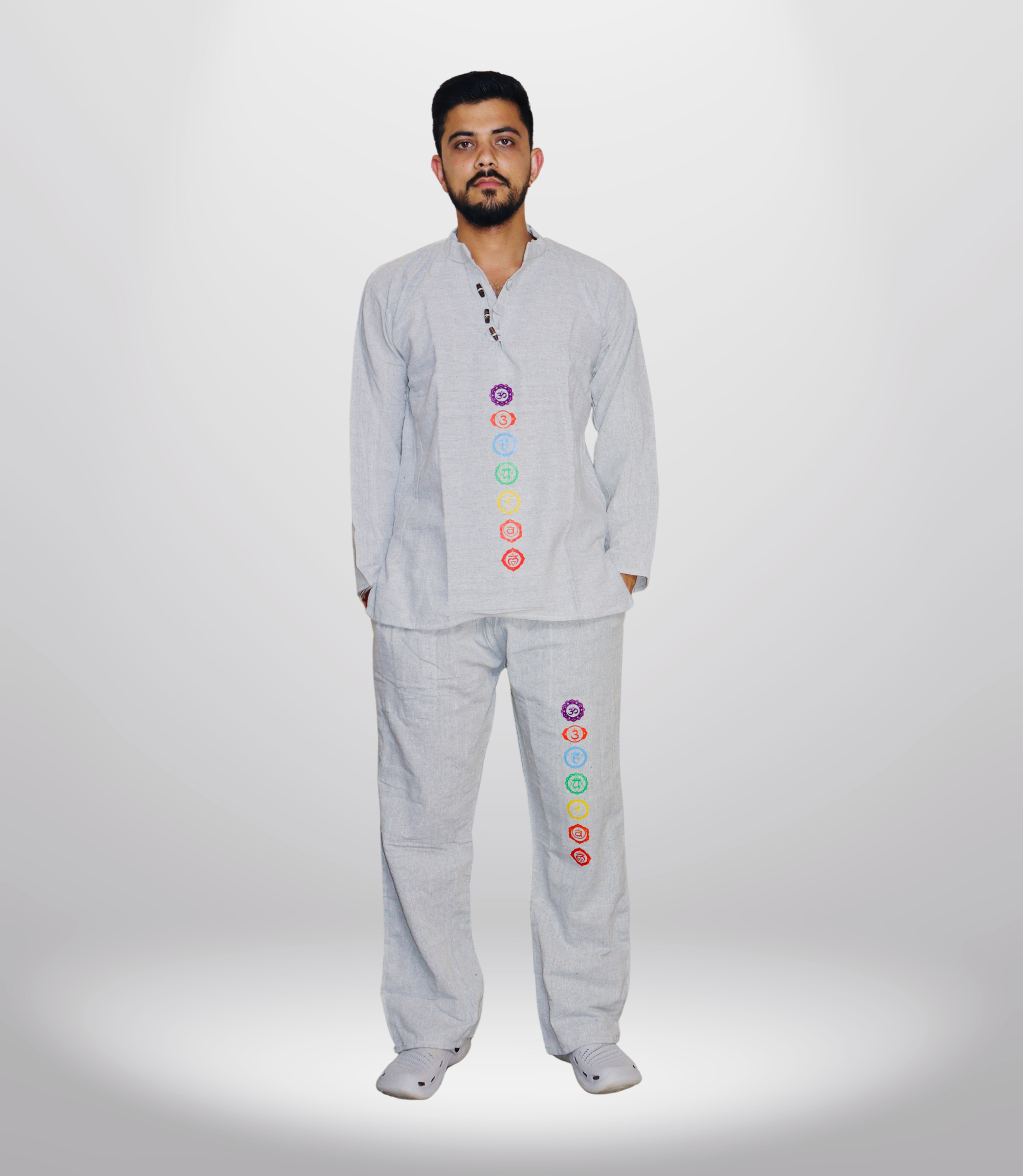 7 CHAKRA KURTA PAJAMA SET - GREY