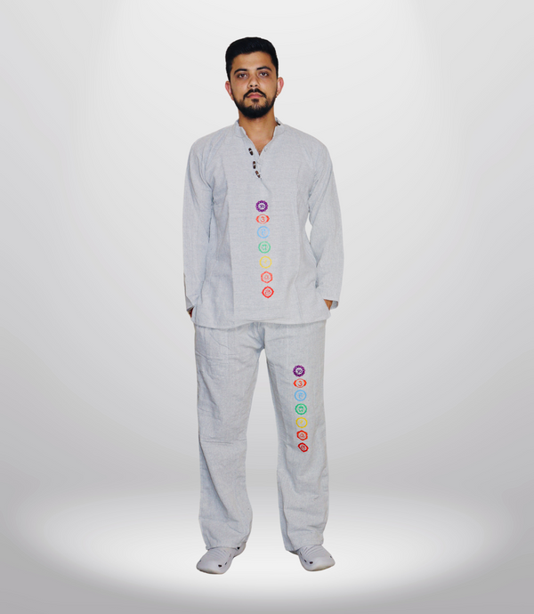 7 CHAKRA KURTA PAJAMA SET - GREY