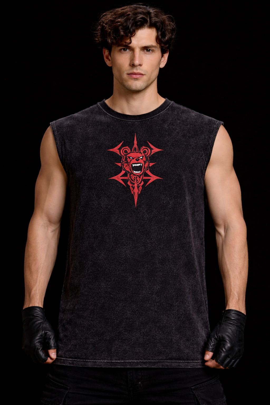 Berserk Oversized Gym Vest – Acidwash Black