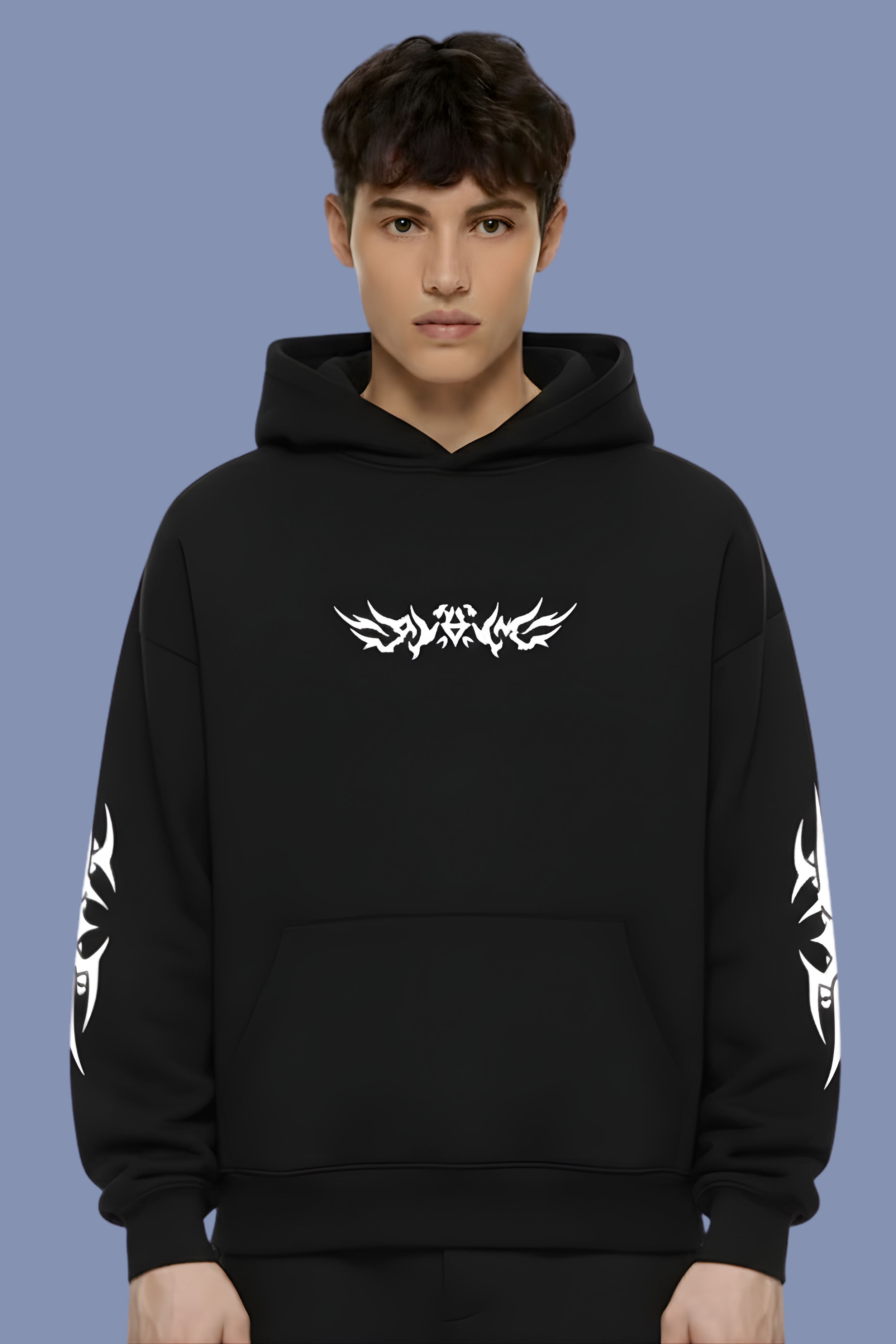 Shadow Wings Premium Oversized Hoodie  - Black