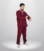 Himachali Cotton Kurta - Pajama - Maroon