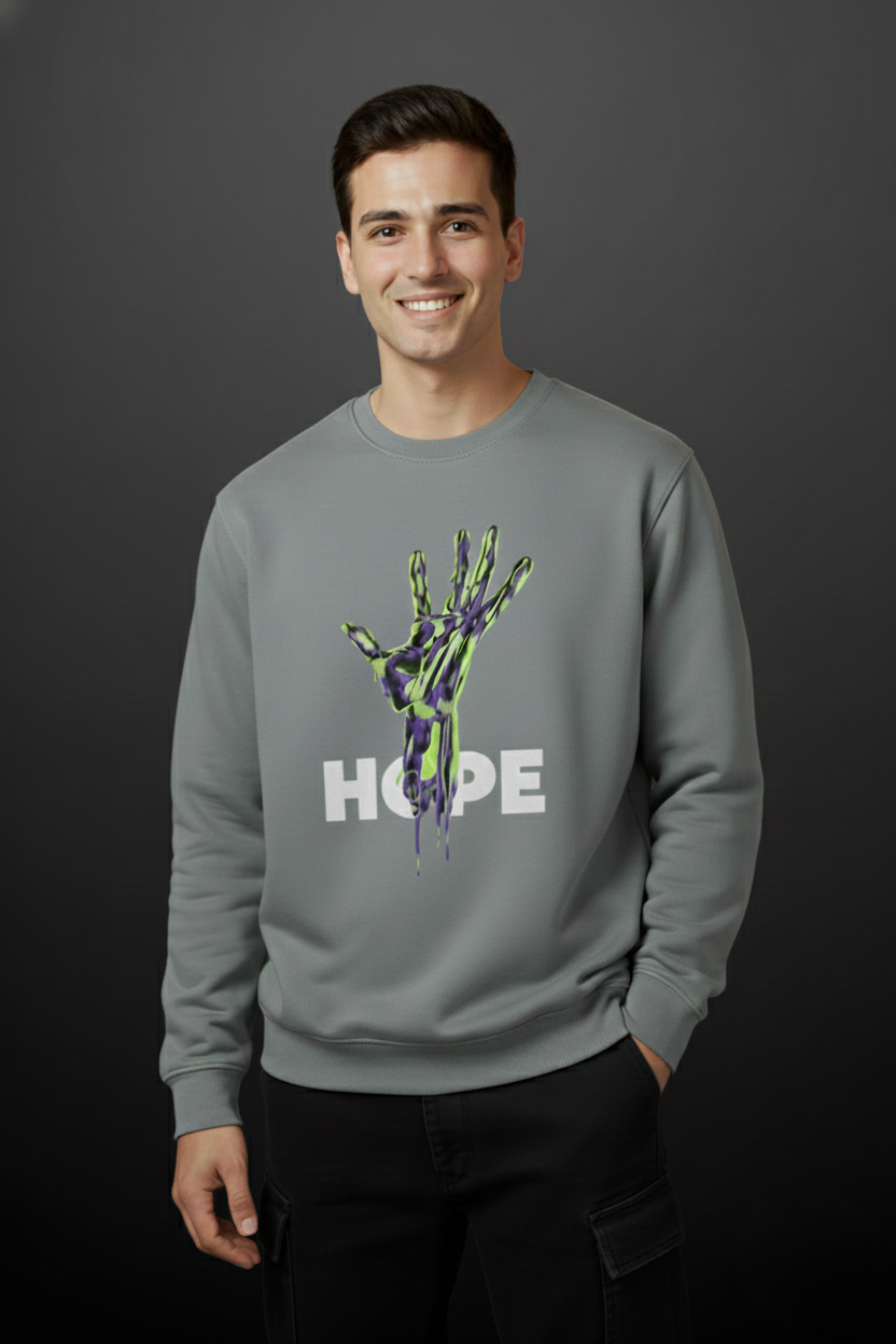 Hope Premium Cotton Fleece Sweatshirt - Dark Grey