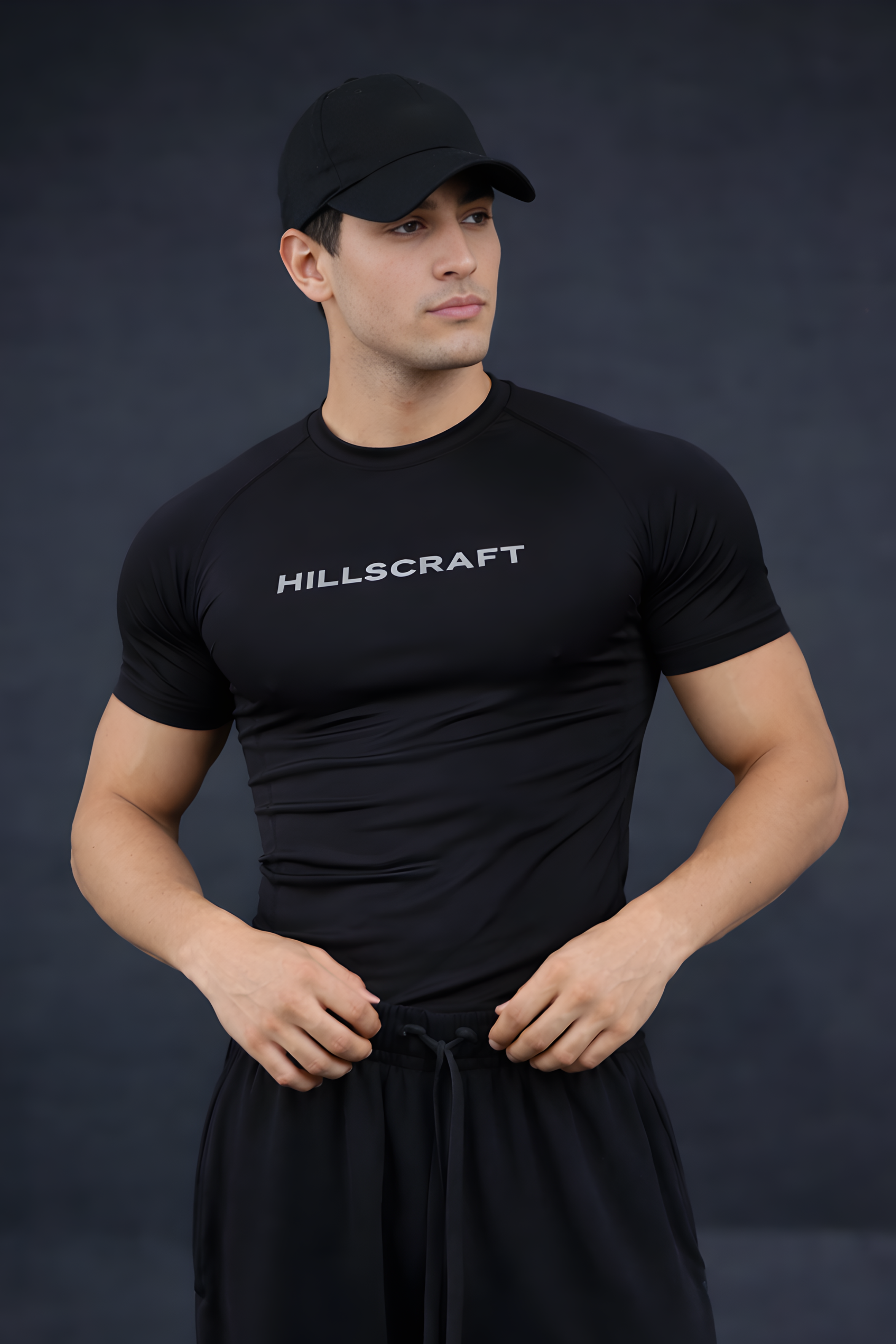 HILLSCRAFT Compression Half Sleeve T-Shirt – Black