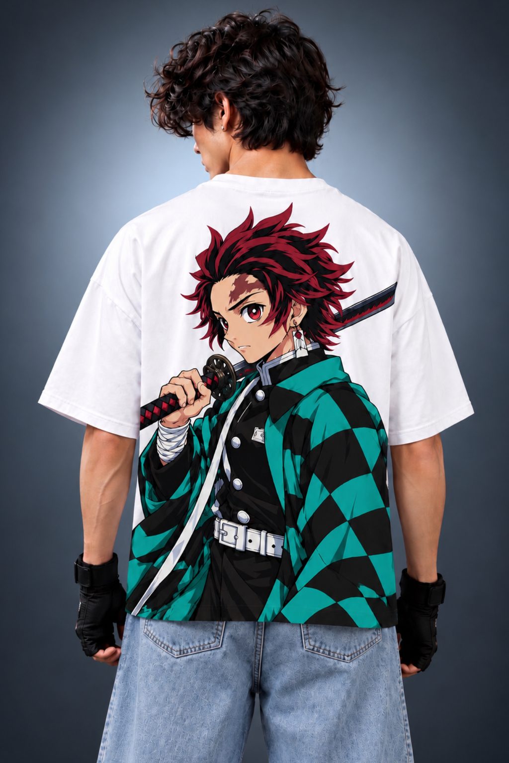 Tanjiro Water Breathing Oversized Tee – White