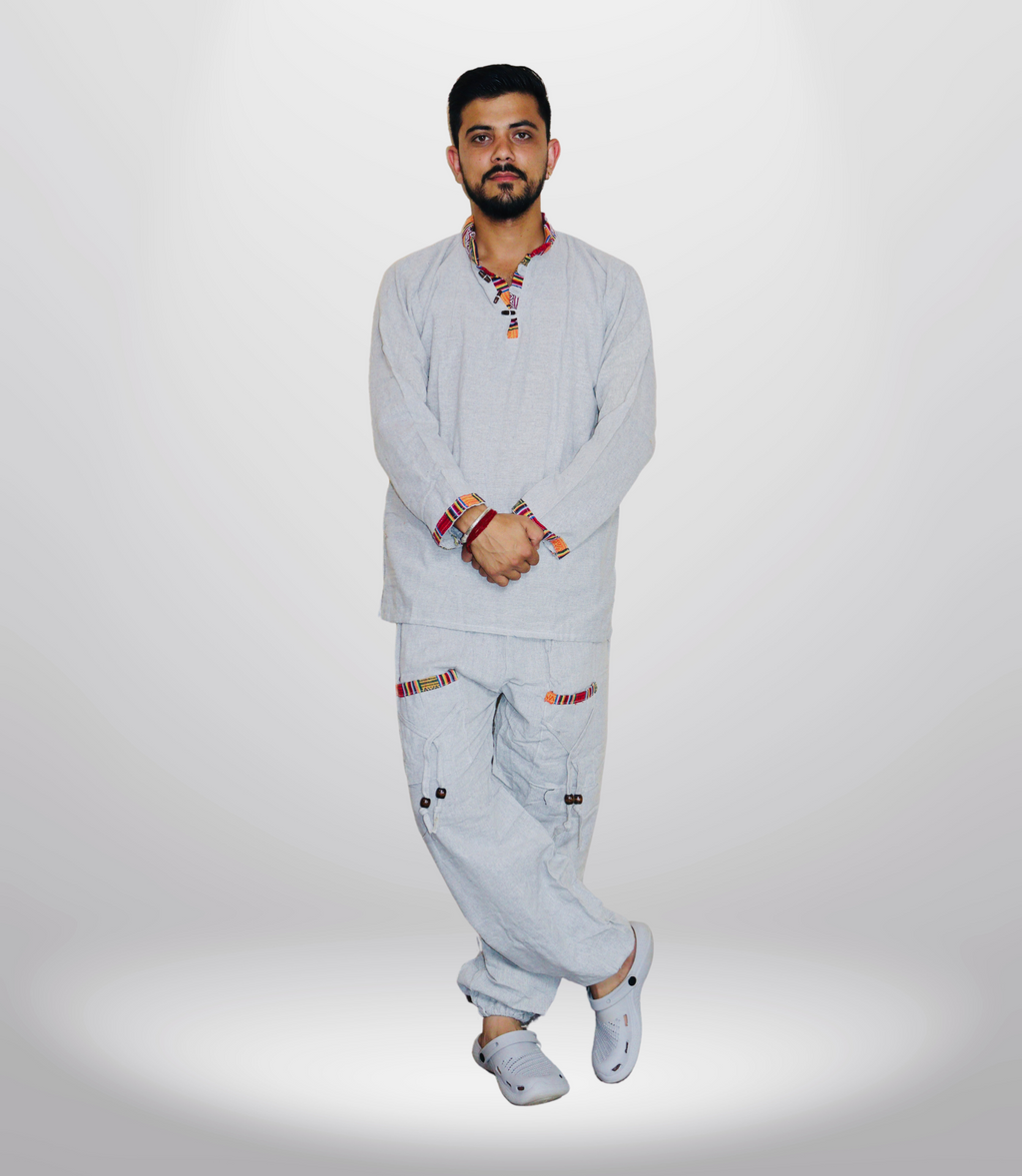 Cotton Kurta - Pajama - Grey