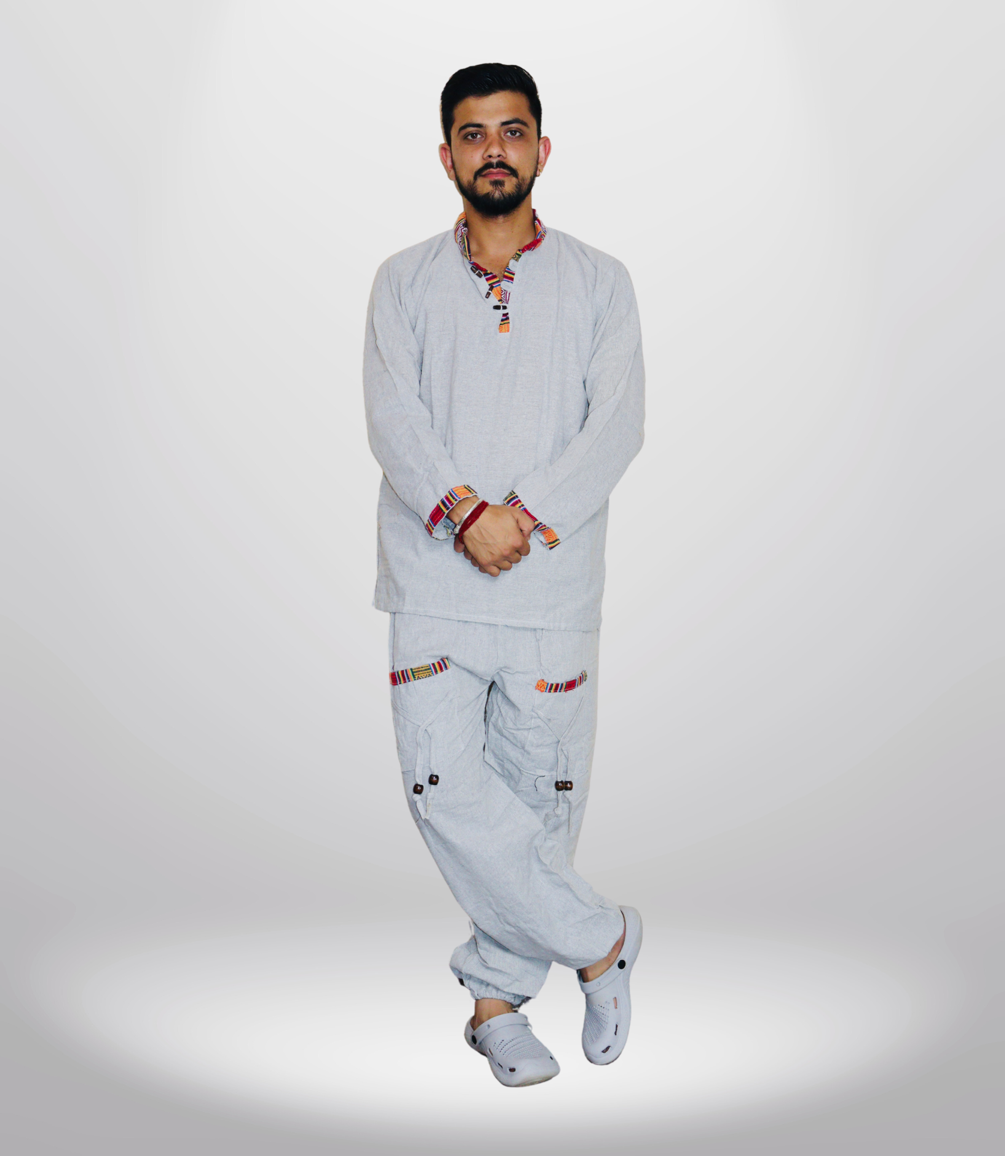 Cotton Kurta - Pajama - Grey