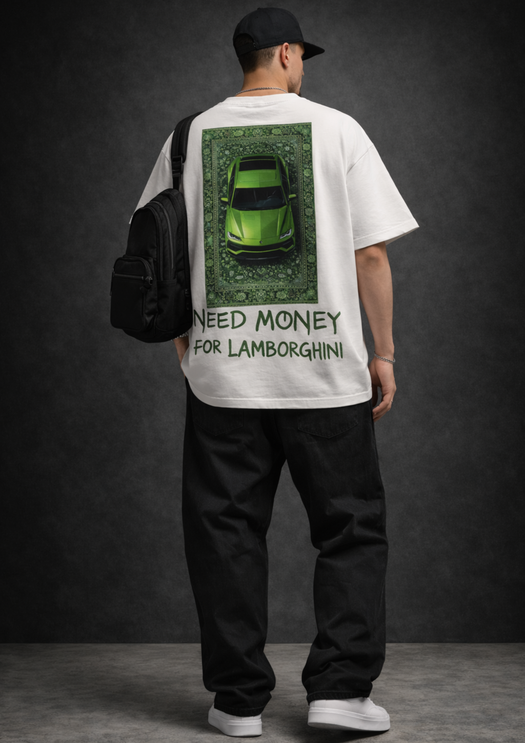 Lambo Hustle Oversized Tee - White
