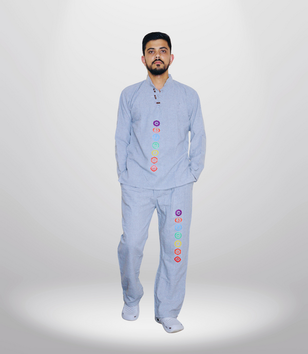 7 CHAKRA KURTA PAJAMA SET - DARK GREY
