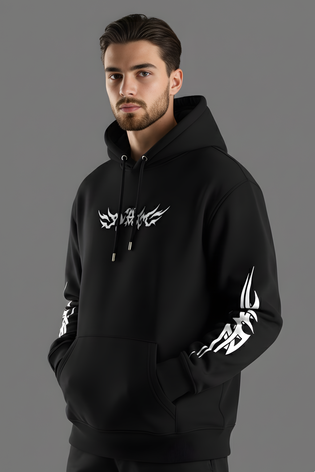 Shadow Wings Premium Oversized Hoodie  - Black