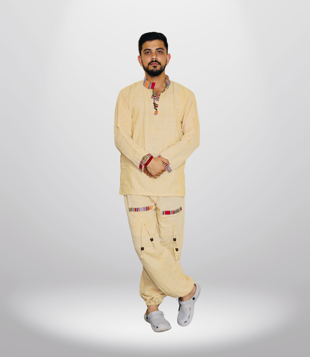 Cotton Kurta - Pajama - Yellow