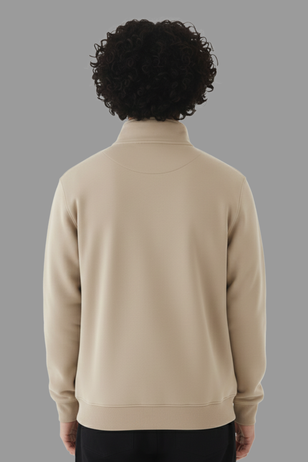 Half Zip Premium Hoodie- Beige