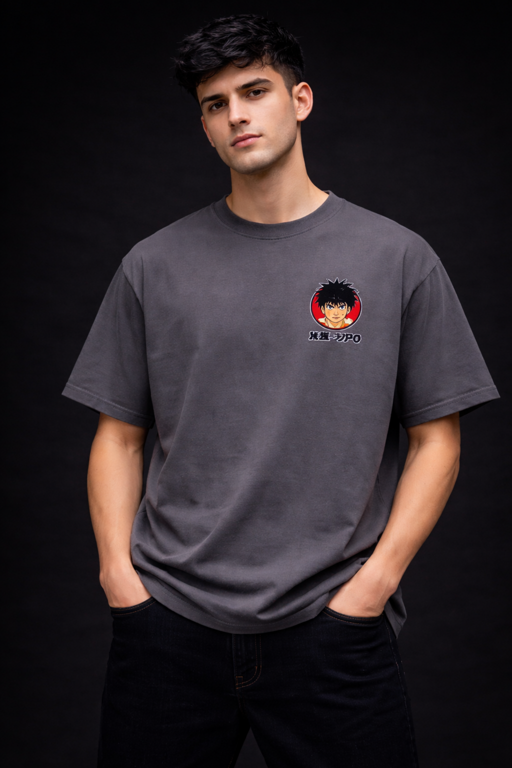 Shadow Punch Oversized Tee - Grey