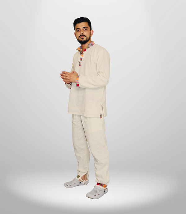 Himachali Cotton Kurta - Pajama - Beige