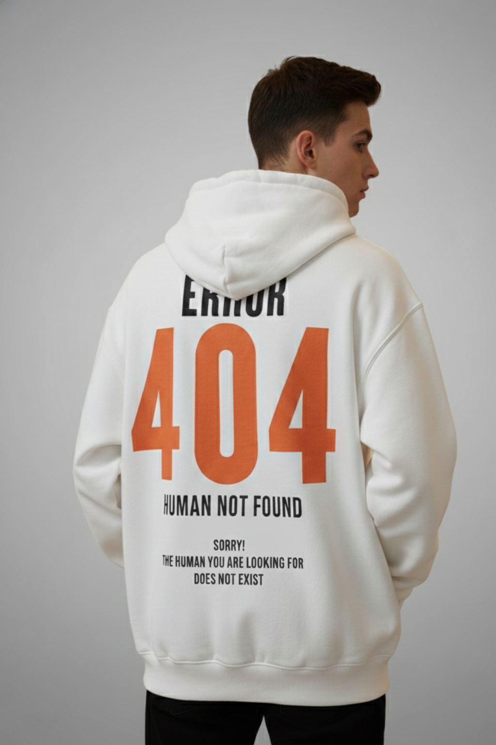 404 Error Premium Oversized Hoodie  - White