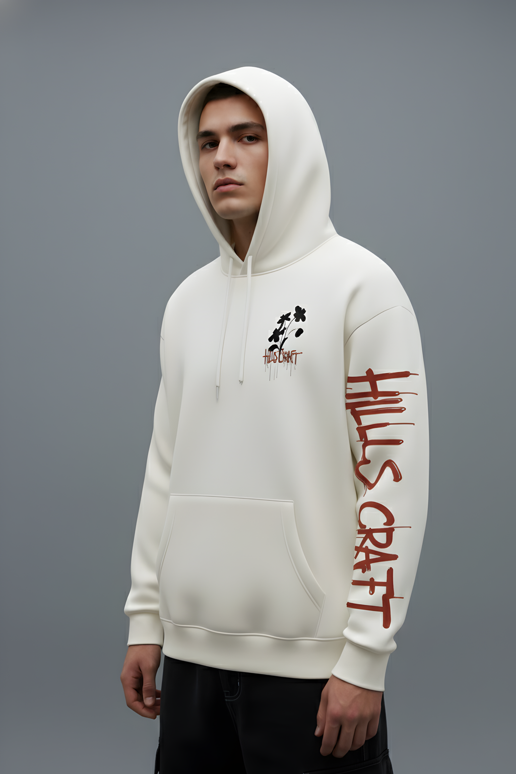 Midnight Bloom Premium Oversized Unisex Hoodie- WHITE