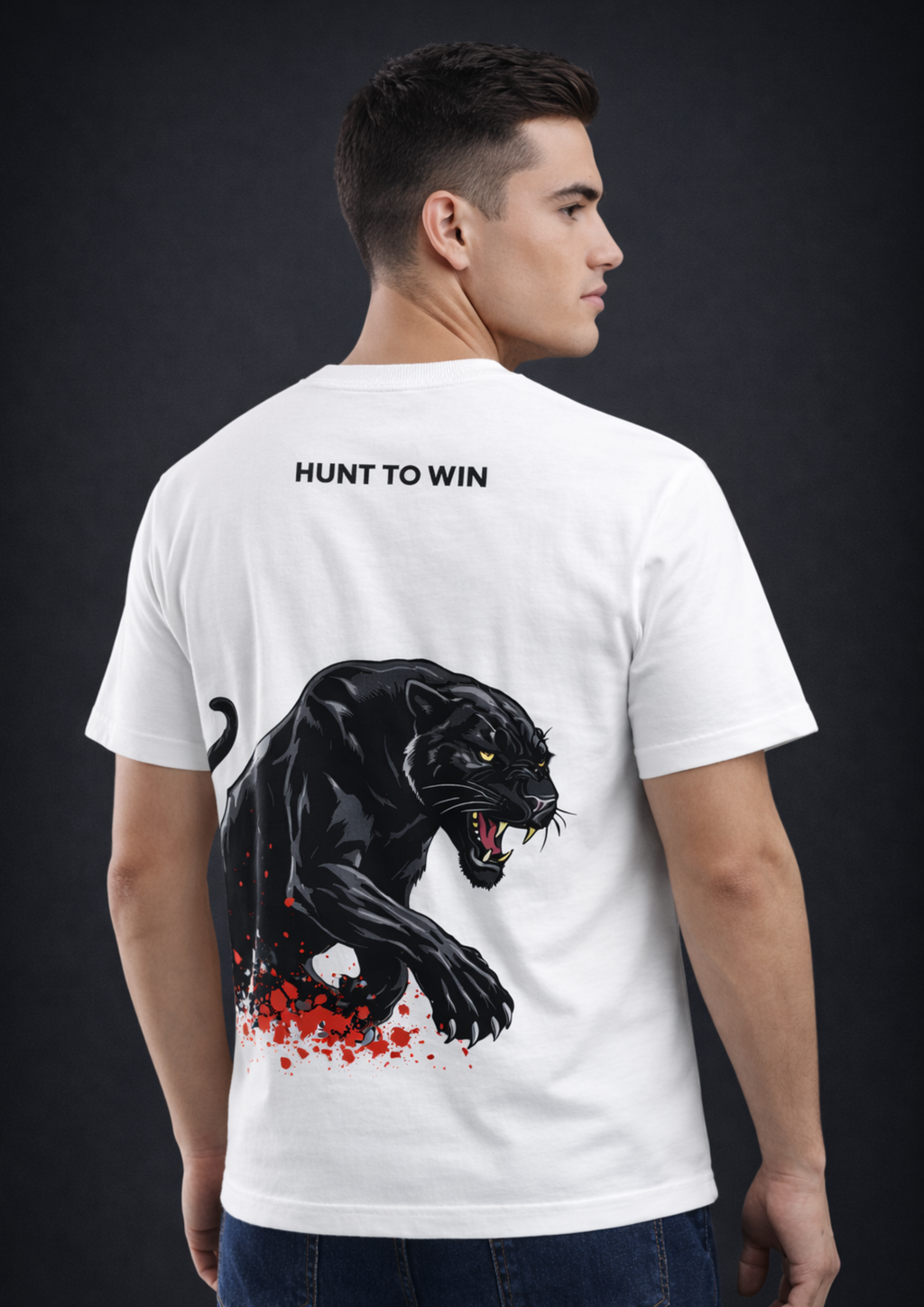 HUNT TO WIN  Regular Fit Printed T-Shirt-White