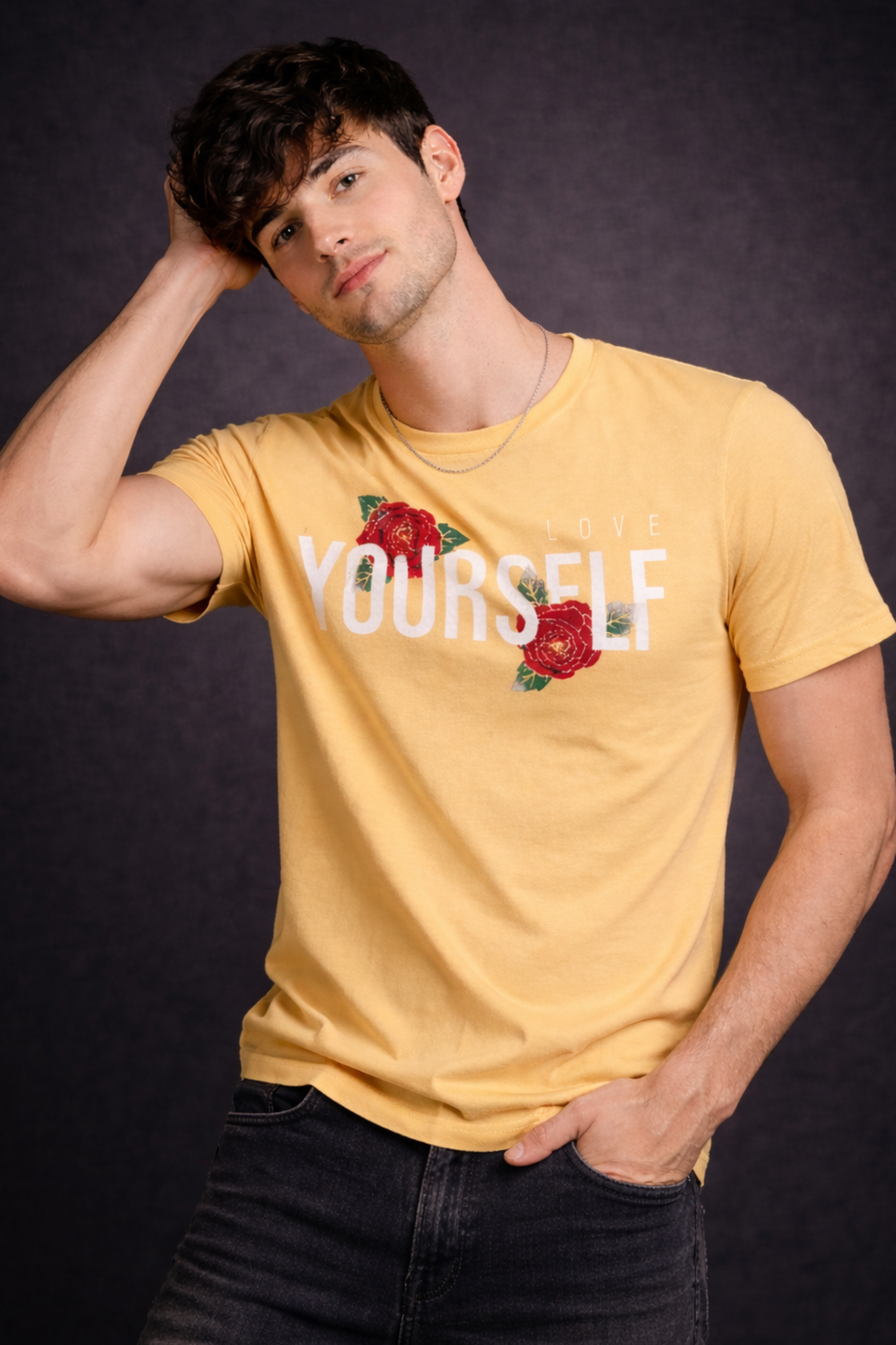 Love Yourself Regular Fit Printed T-Shirt-Beige