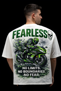 FEARLESS RIDER Oversized Tee - White