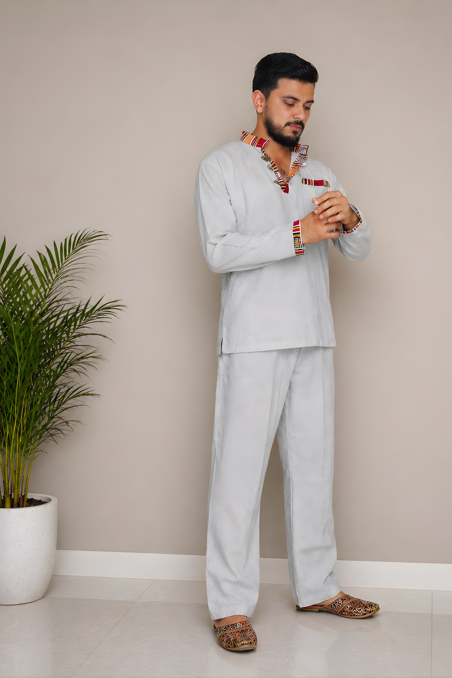 Pahadi Ethnic Kurta Pajama Set - GREY