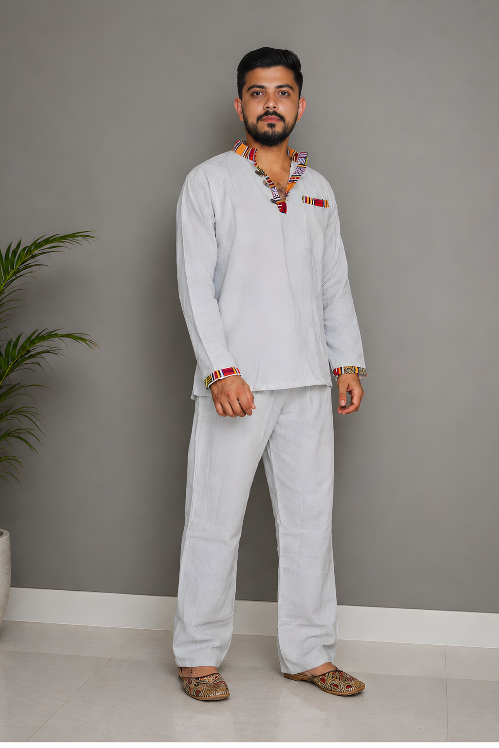 Pahadi Ethnic Kurta Pajama Set - GREY