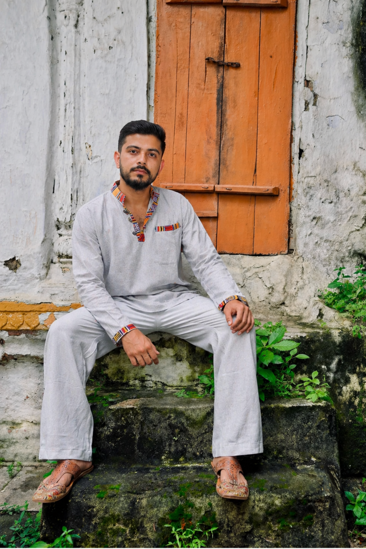 Pahadi Ethnic Kurta Pajama Set - GREY