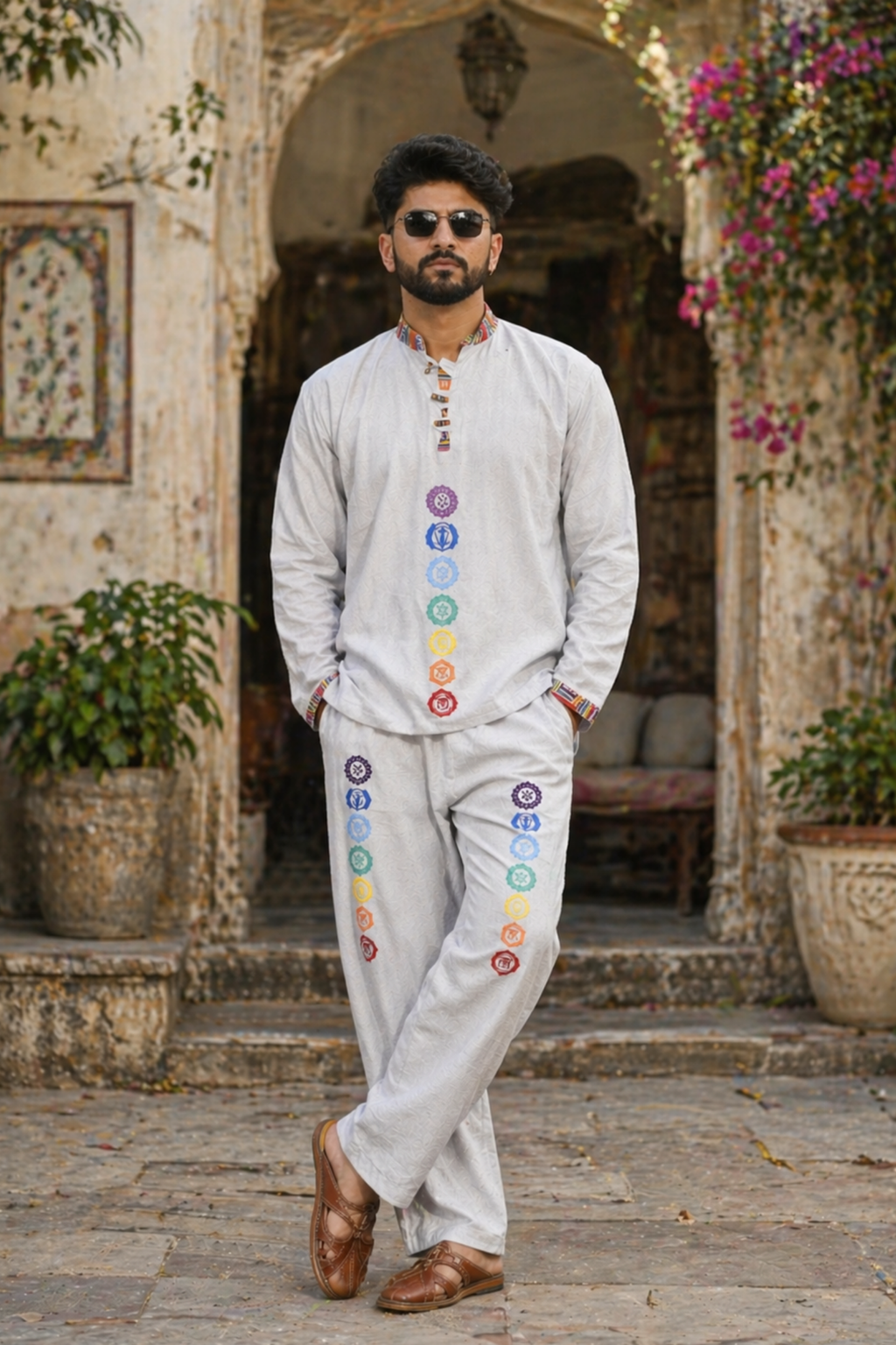 7 CHAKRAS Ethnic Kurta Pajama Set - GREY