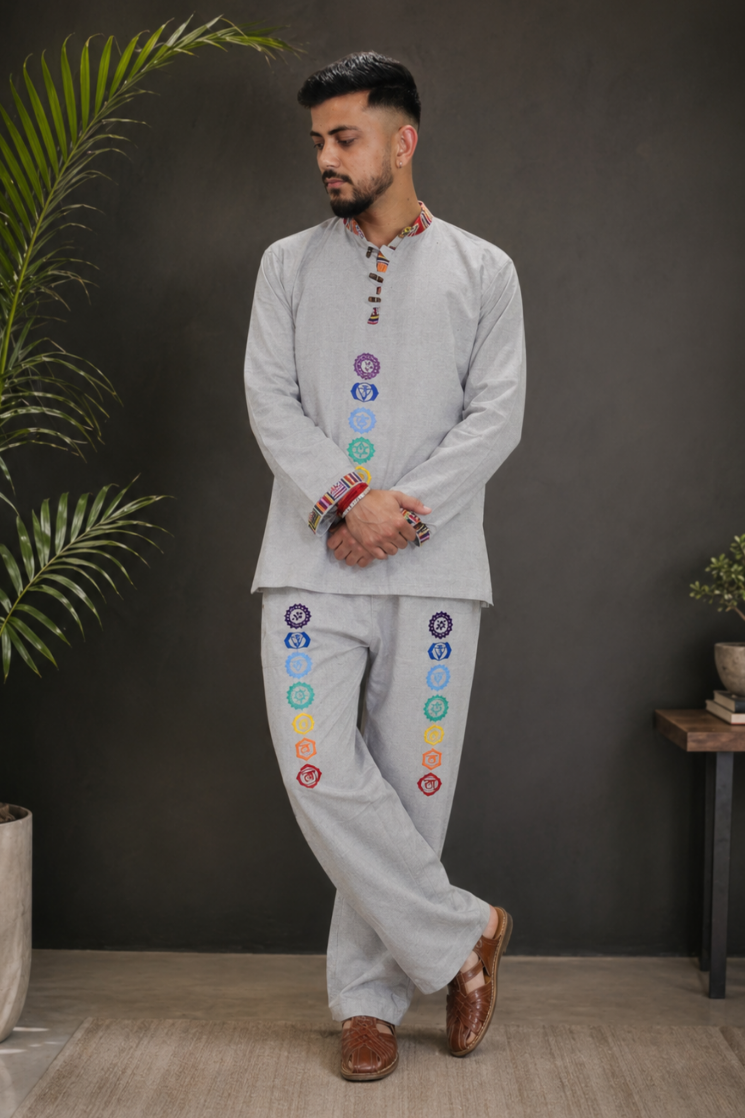 7 CHAKRAS Ethnic Kurta Pajama Set - GREY