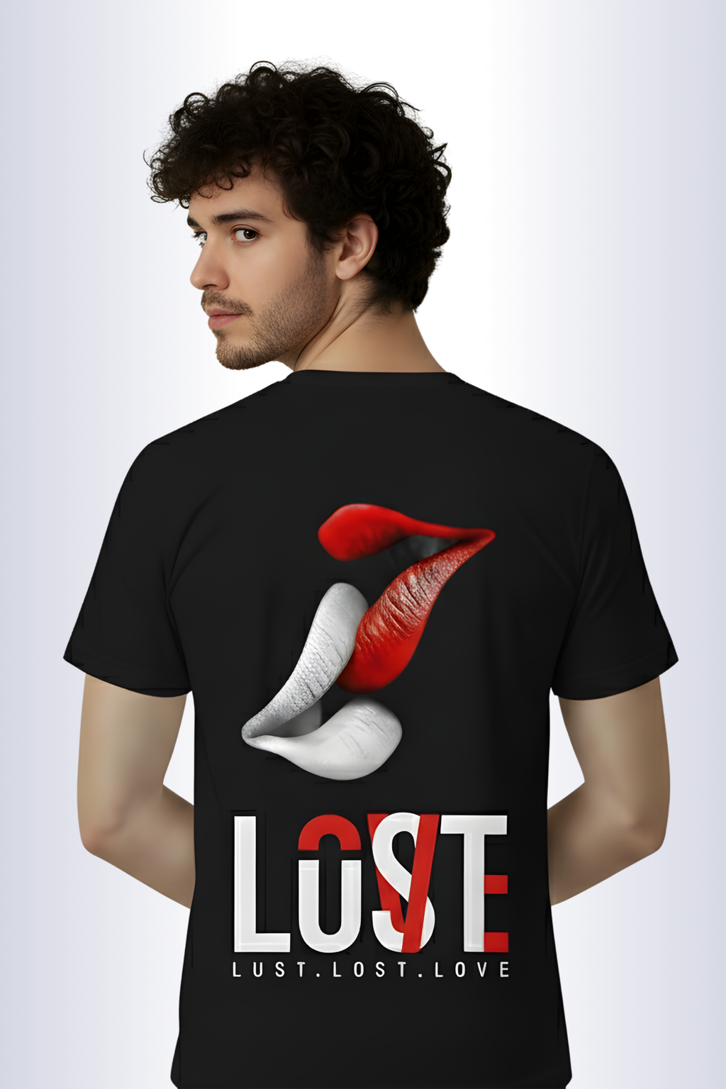 Lust Regular Fit Printed T-Shirt-Black