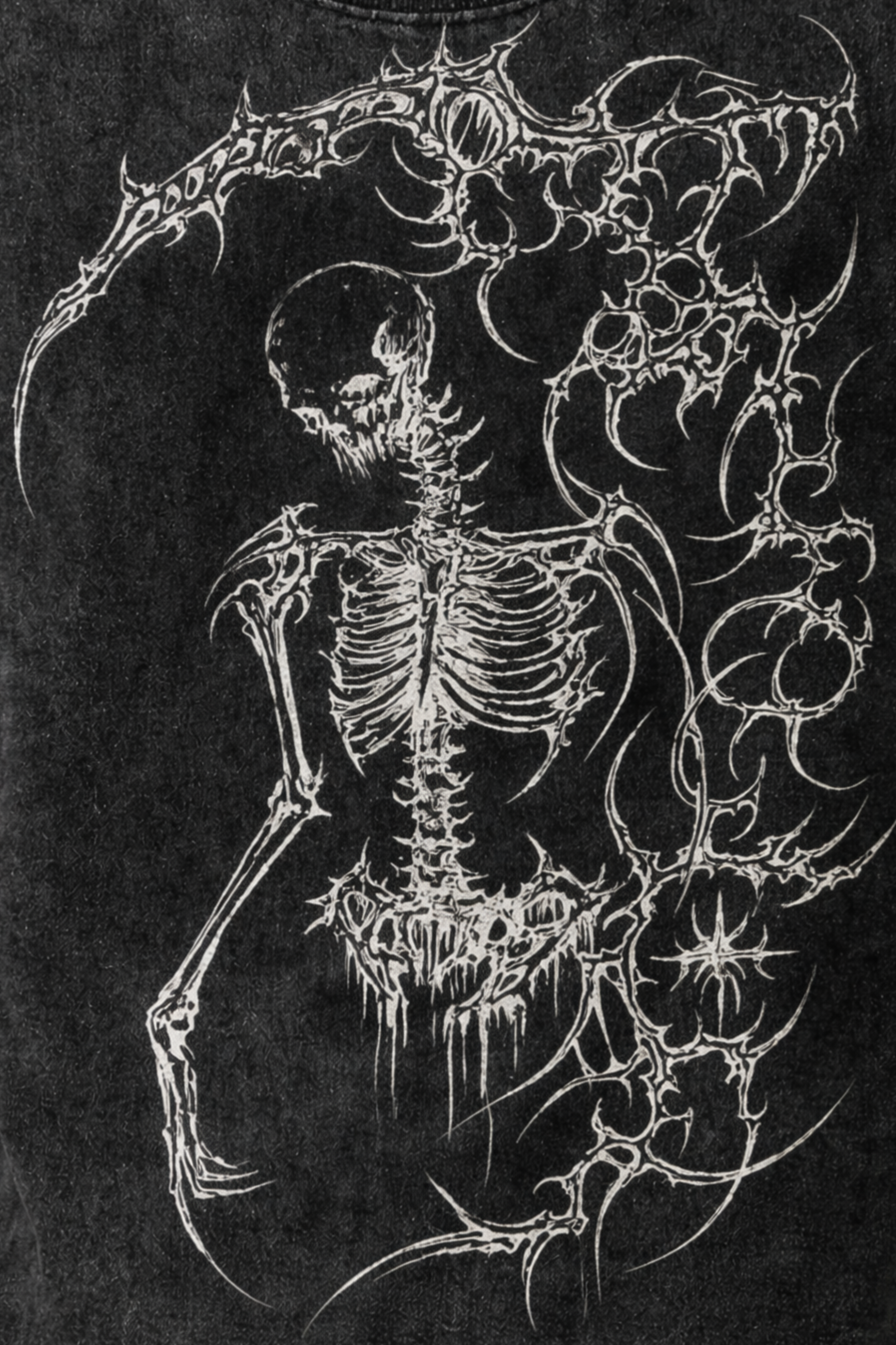 SHADOW REAPER Oversized Gym Vest - Acid Wash BLACK