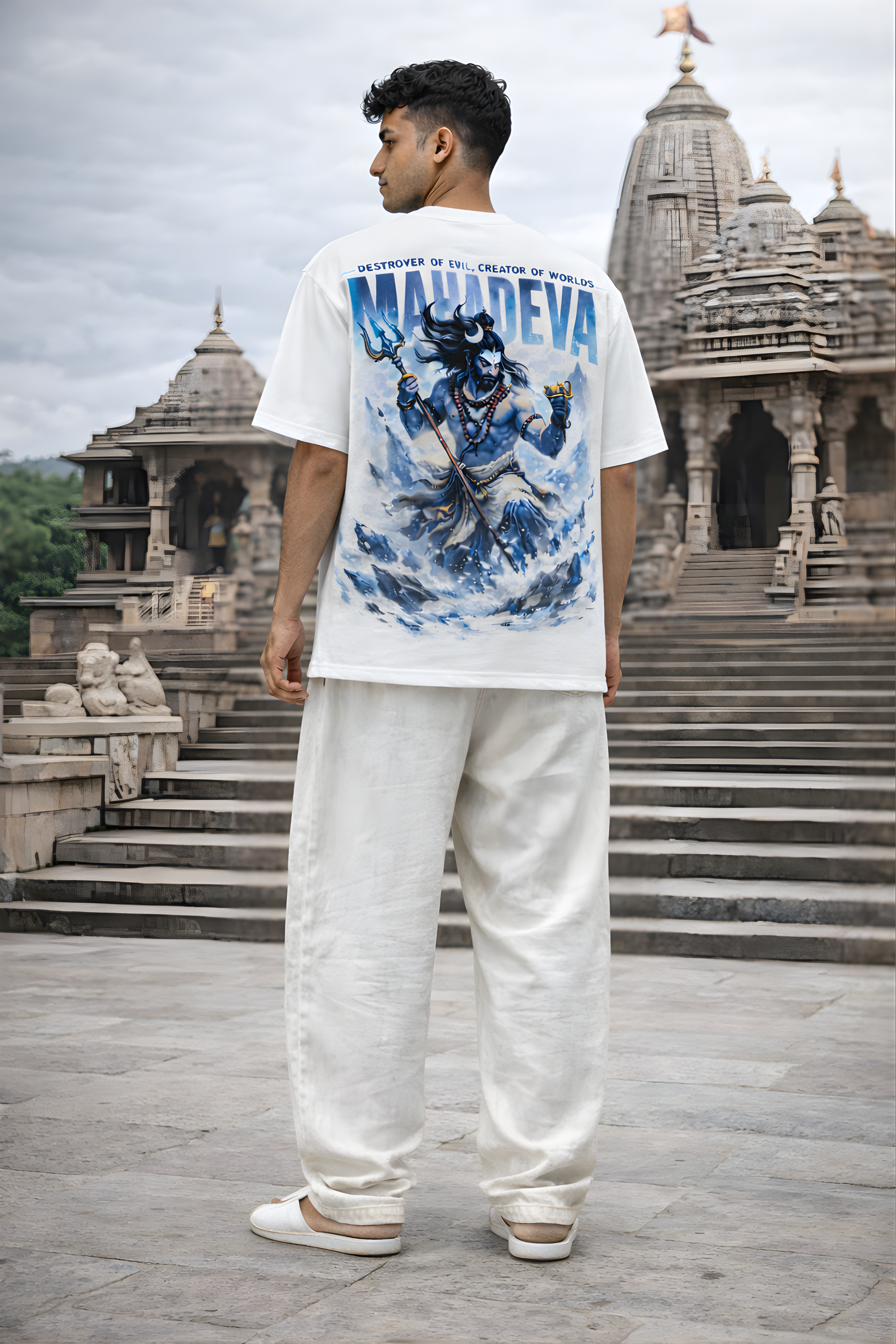 Mahadeva Storm Oversized Tee - White