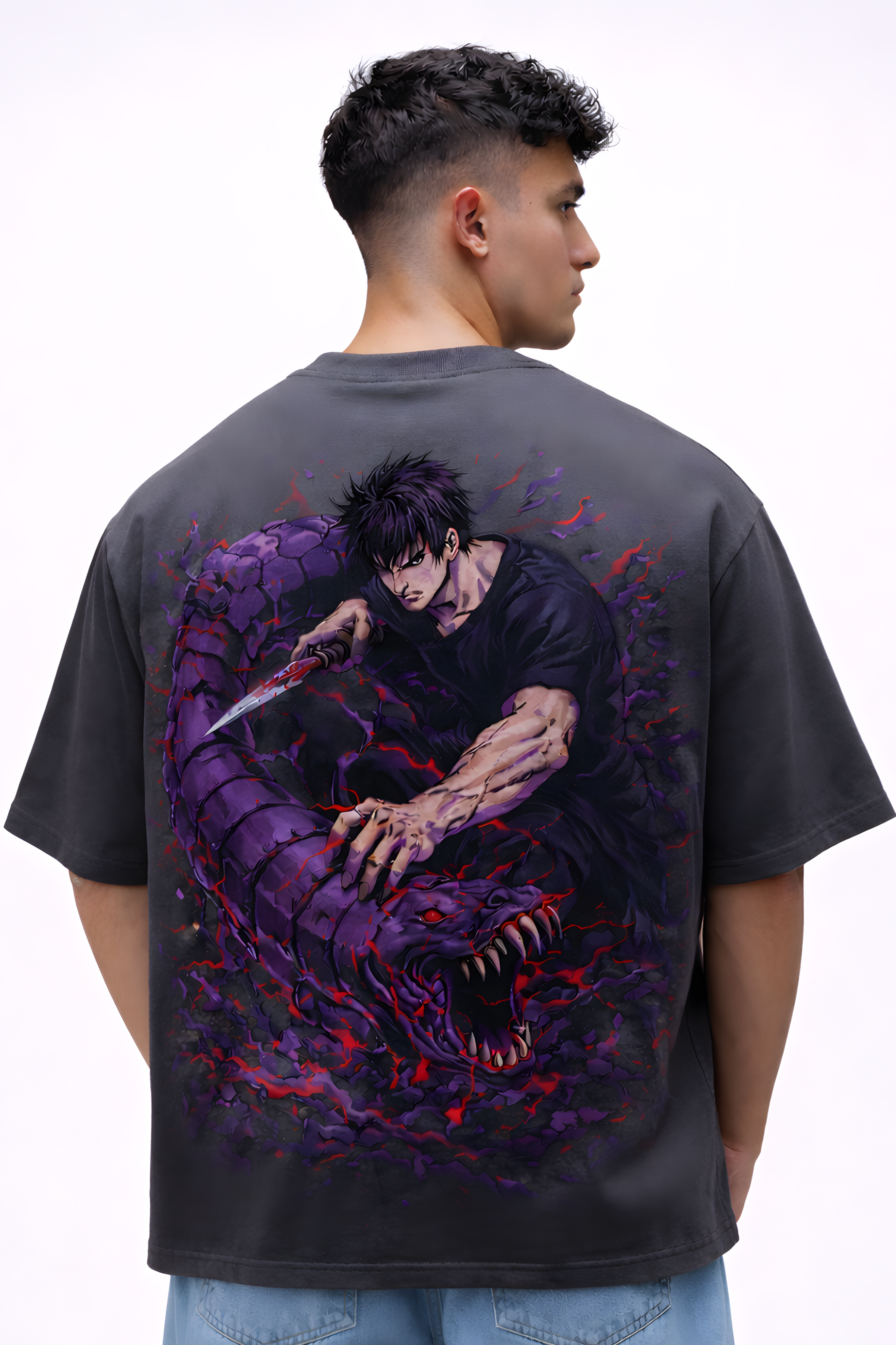 Serpent Warrior Oversized Tee - Grey