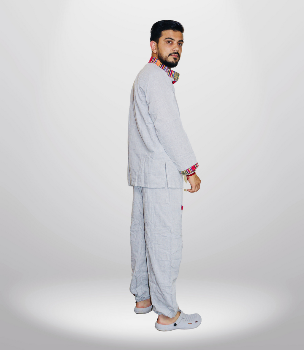 Cotton Kurta - Pajama - Grey