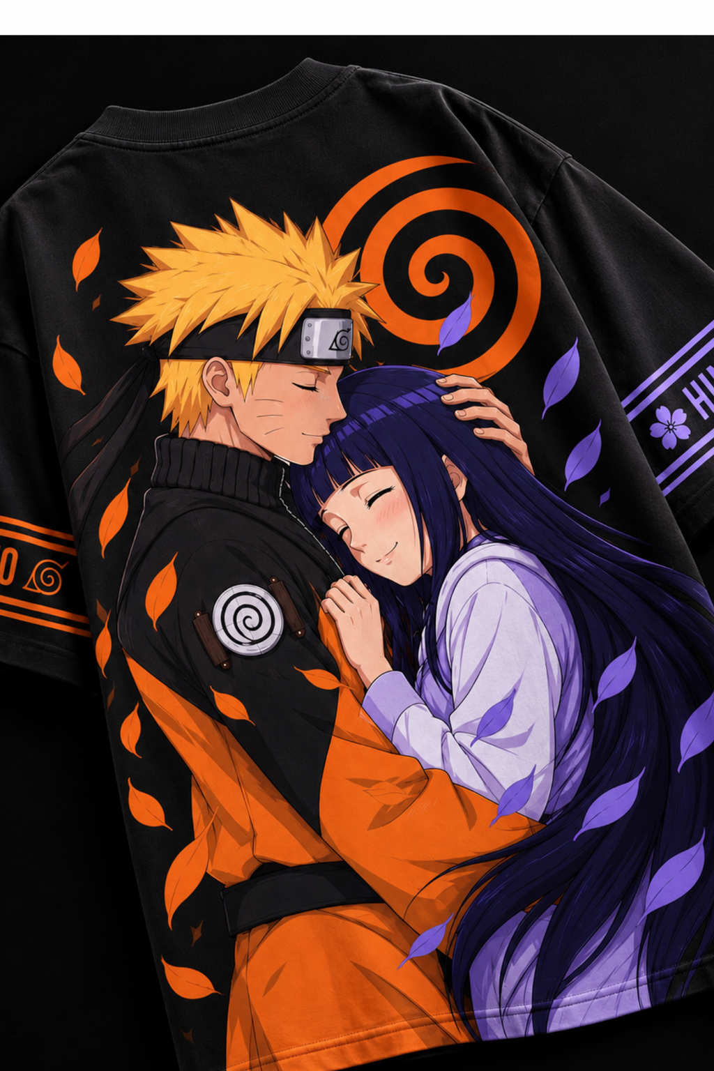 Naruto × Hinata Oversized Tee – Black