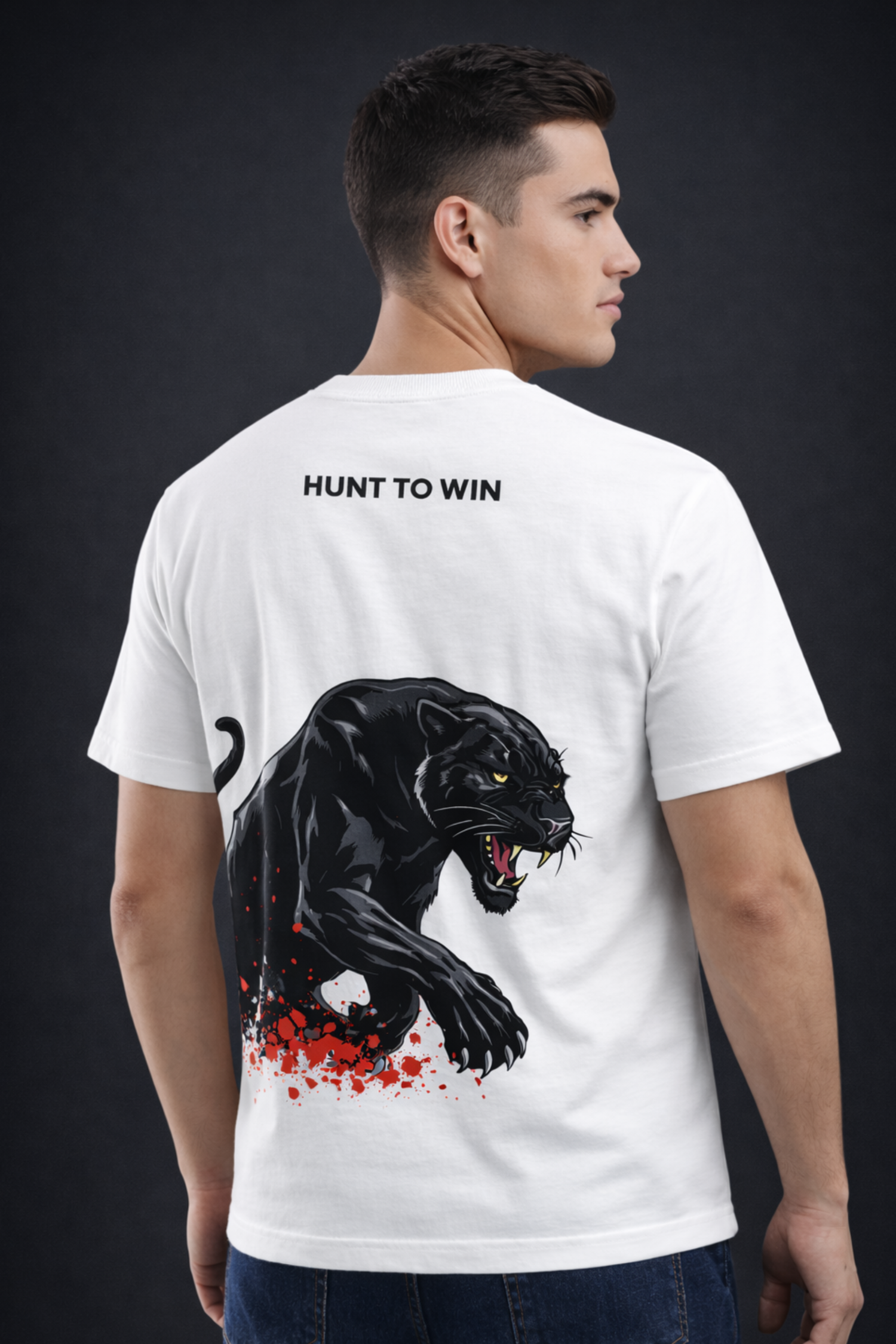 HUNT TO WIN  Regular Fit Printed T-Shirt-White