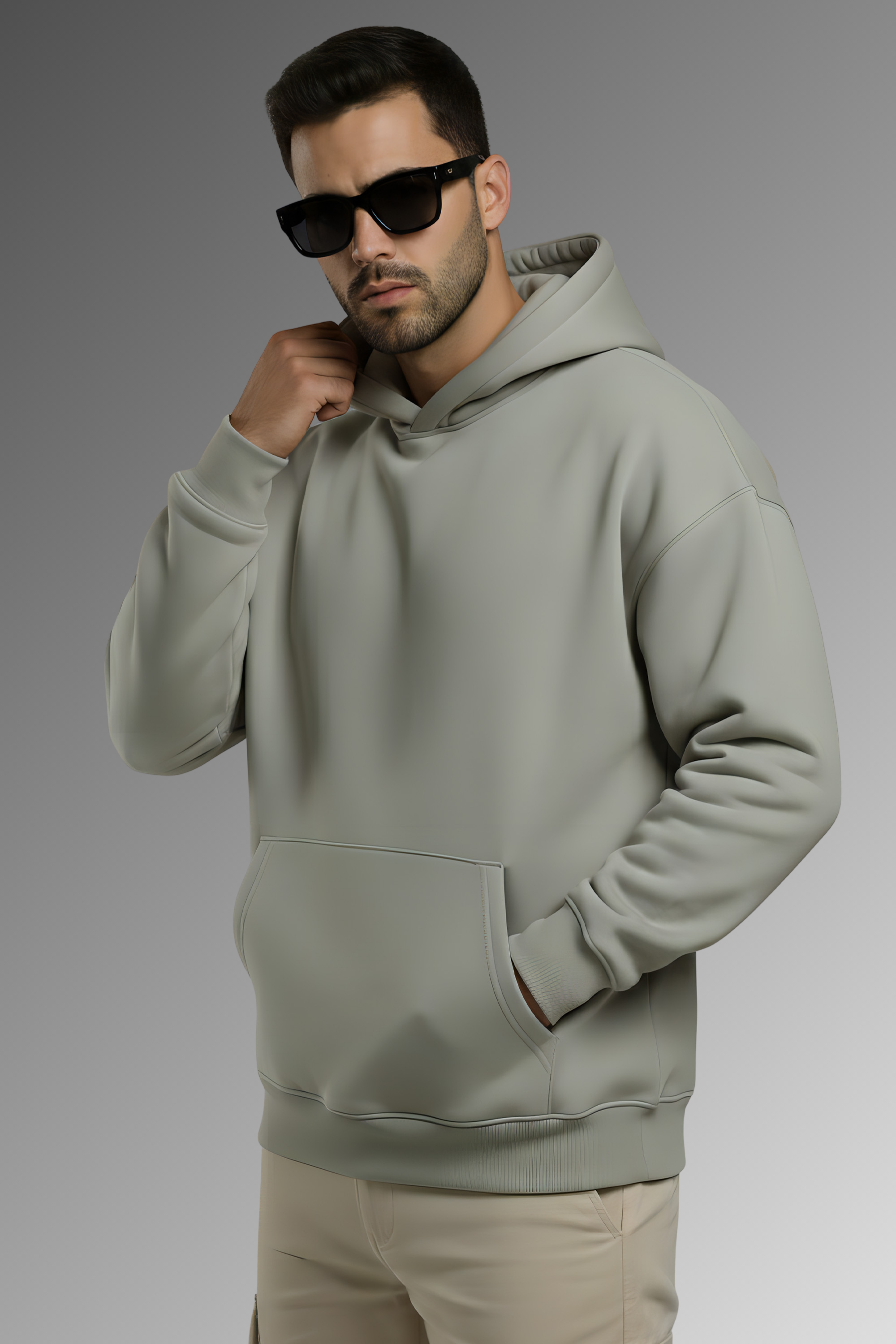 Never Give Up Premium Oversized Hoodie  - Grey