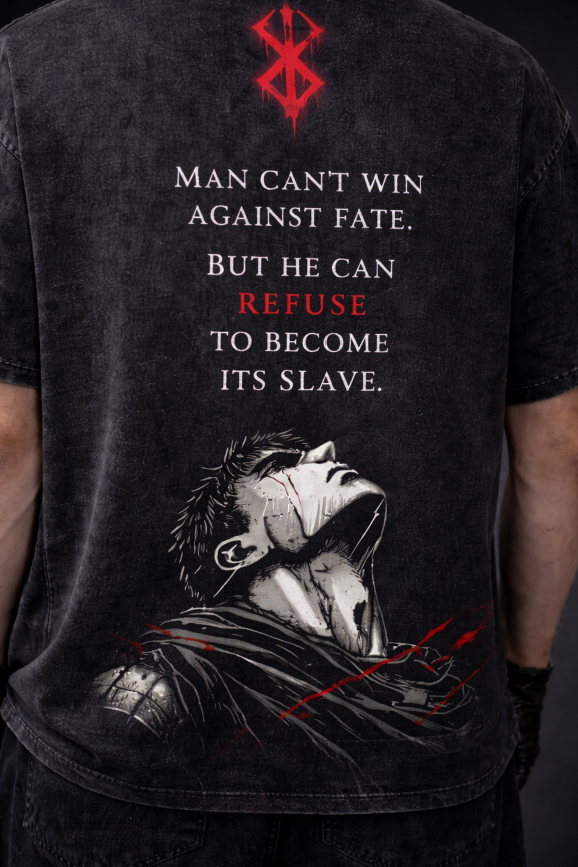 Berserk Rebellion Acidwash Oversized Tee – Black
