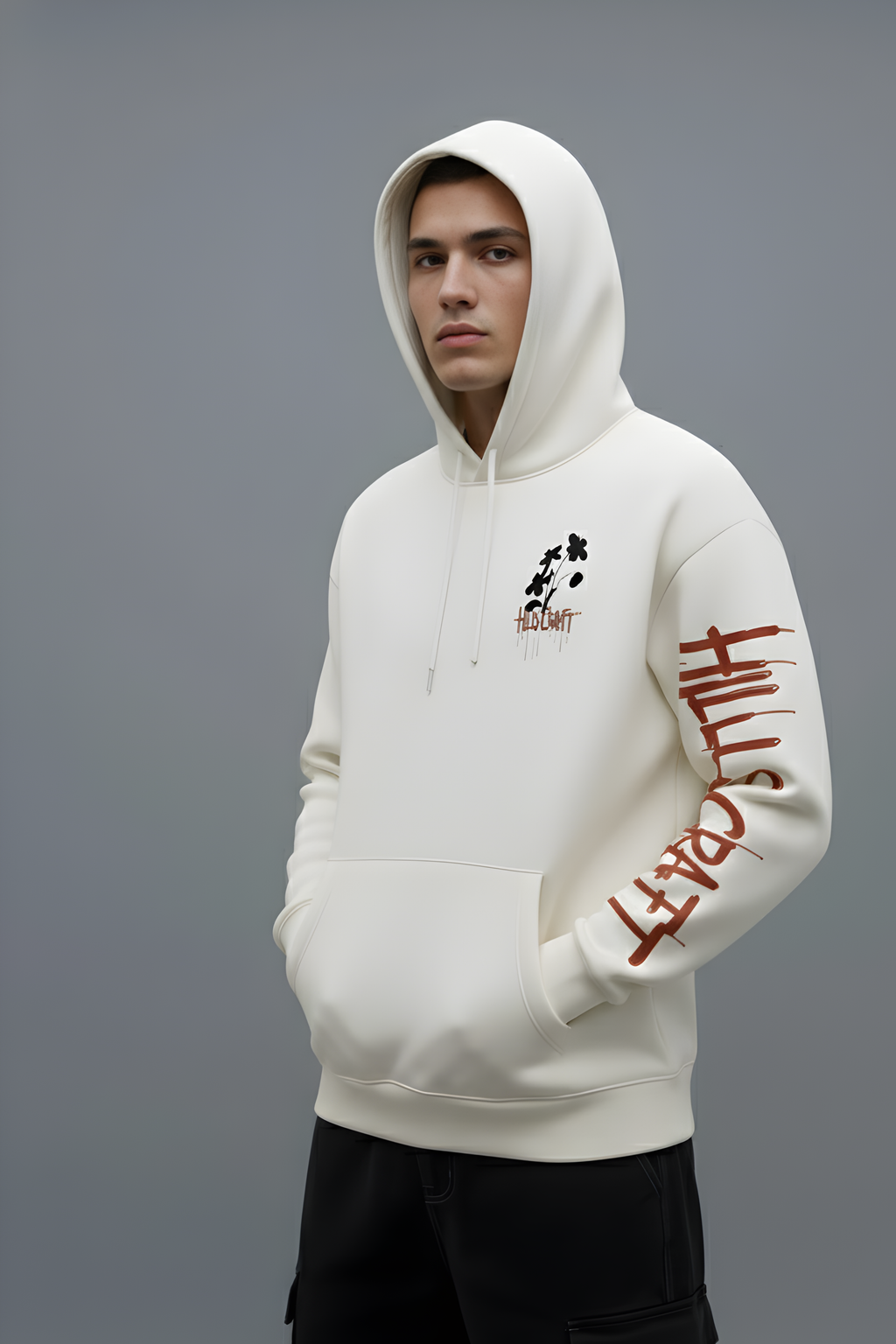 Midnight Bloom Premium Oversized Unisex Hoodie- WHITE