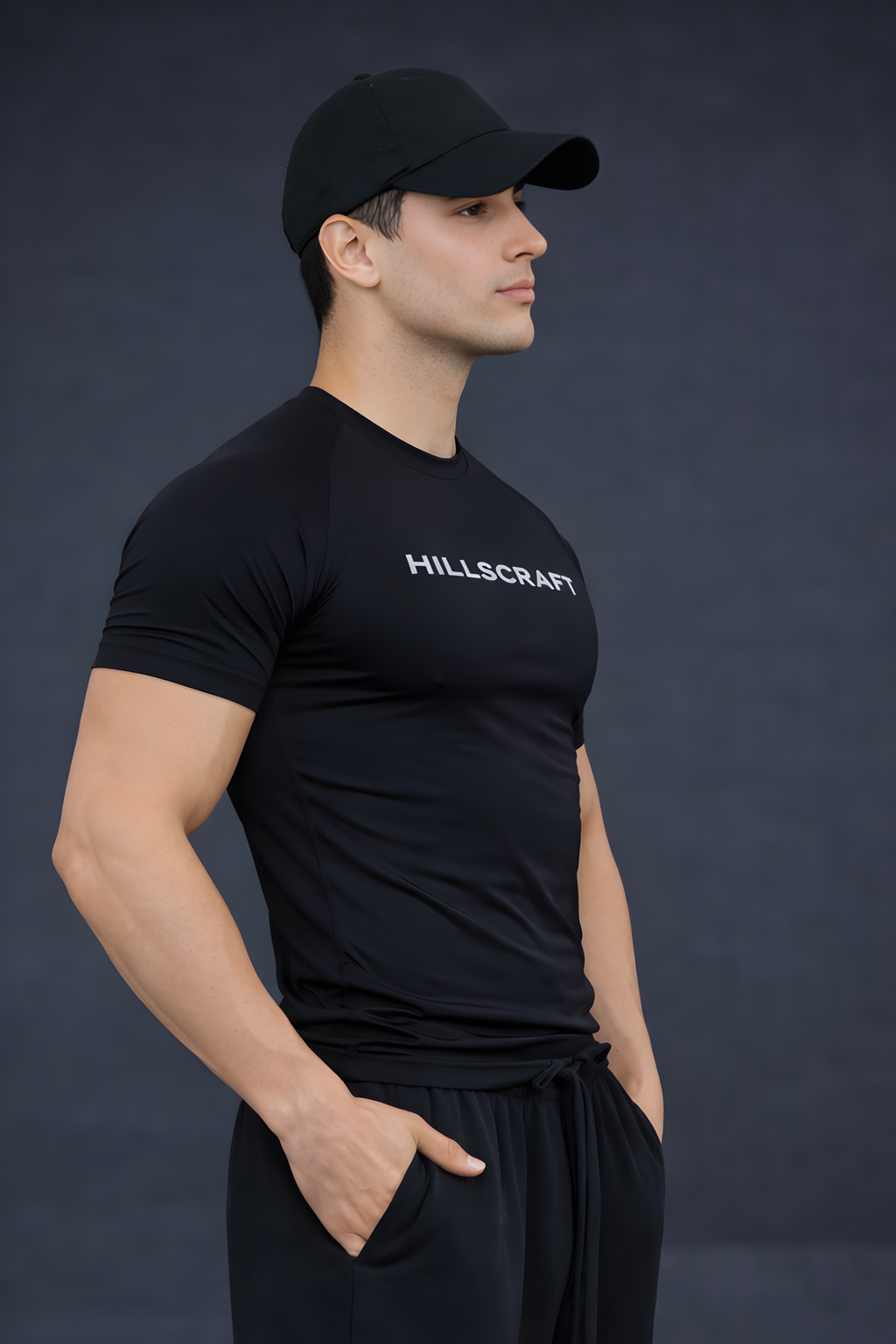 HILLSCRAFT Compression Half Sleeve T-Shirt – Black