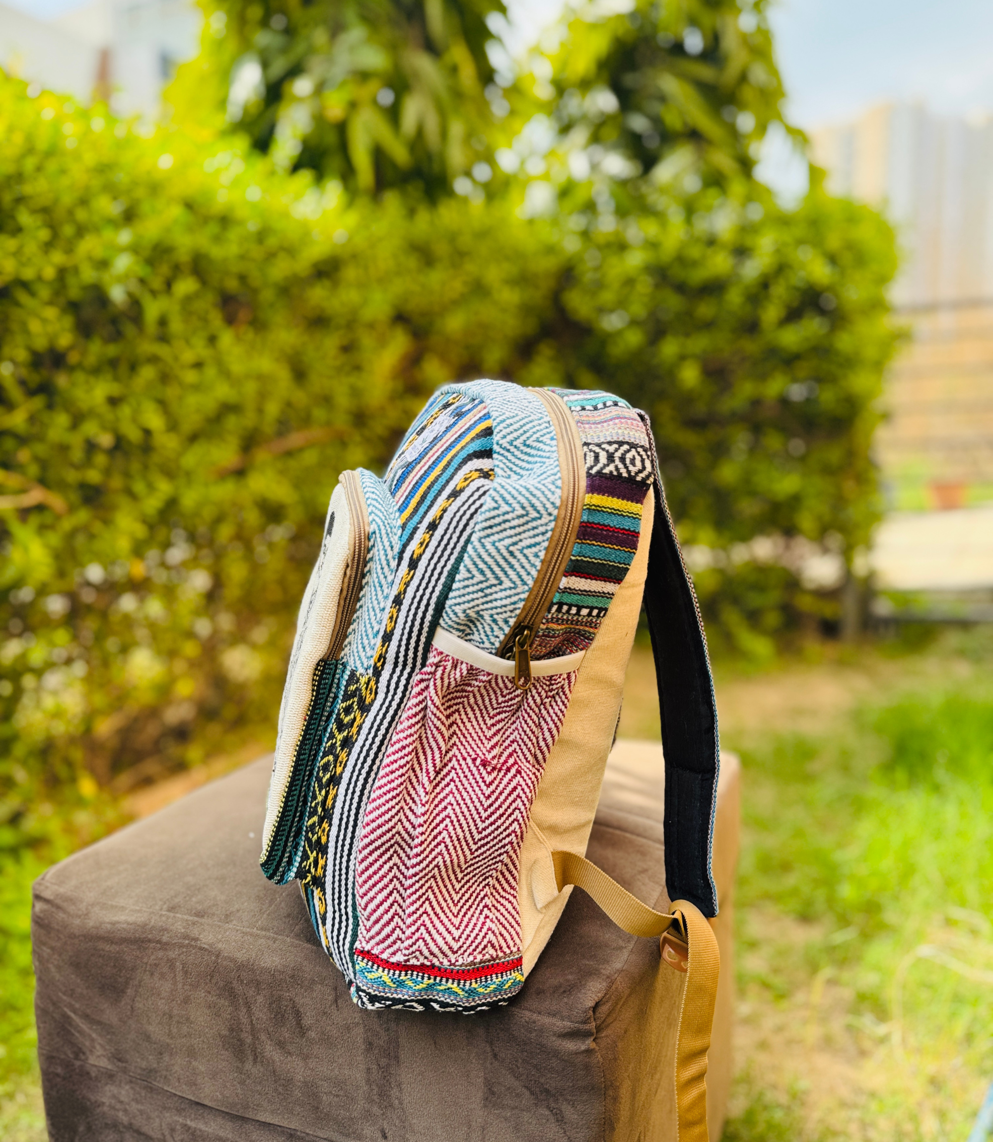Buddha Hemp Bagpack - B-W