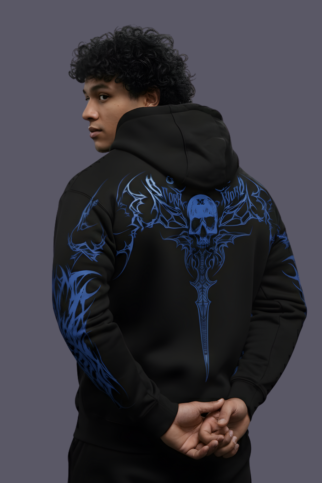 Blue Venom Regular Unisex Hoodie  - BLACK