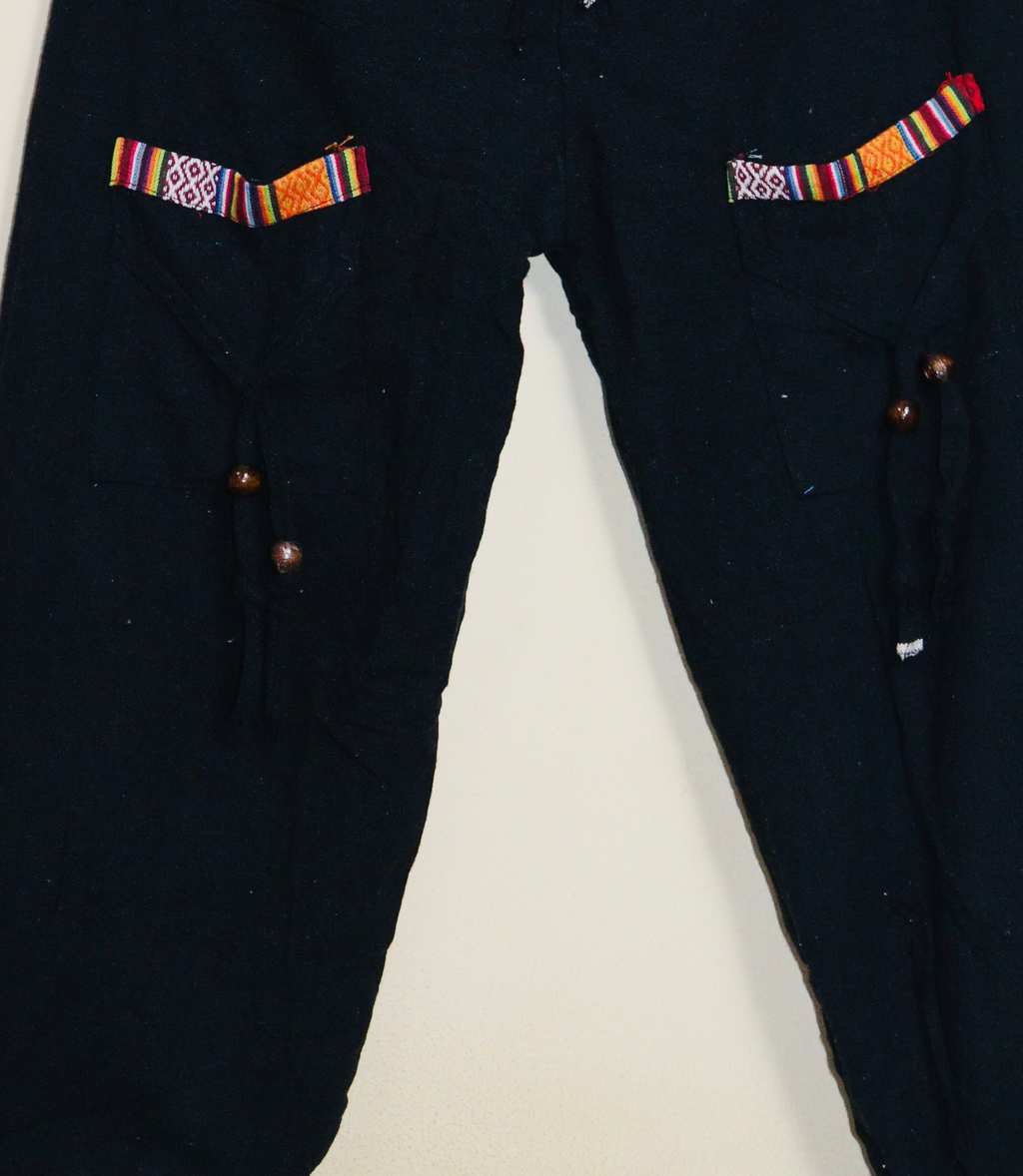 Ethnic Cotton Pajama - Black-Unisex