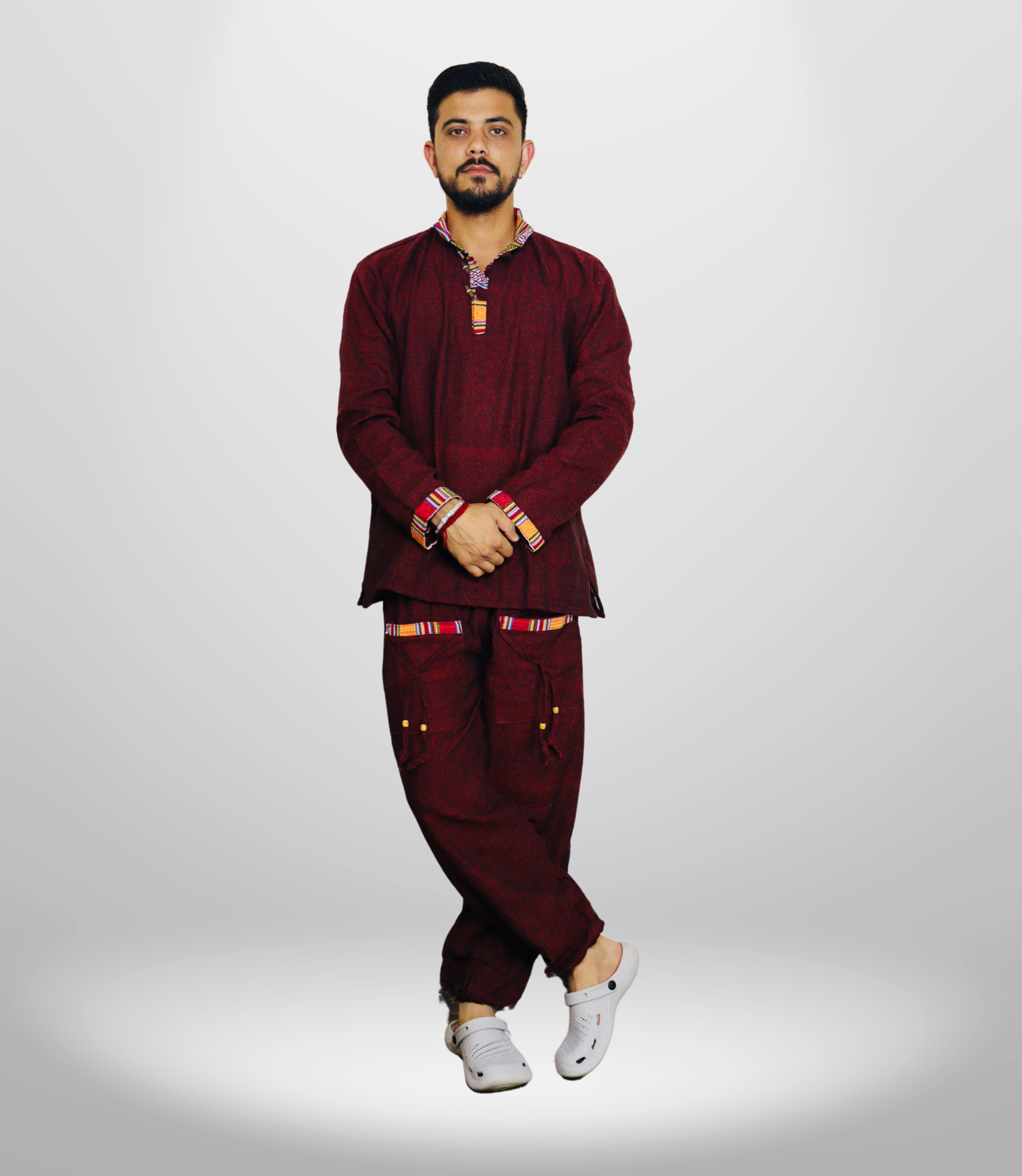 Summer Cotton Kurta - Pajama - Maroon