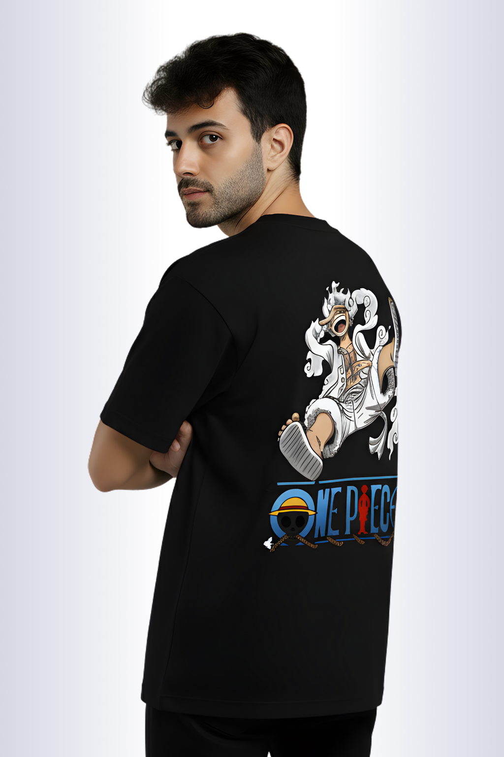 One Piece Regular Fit Printed T-Shirt -Black