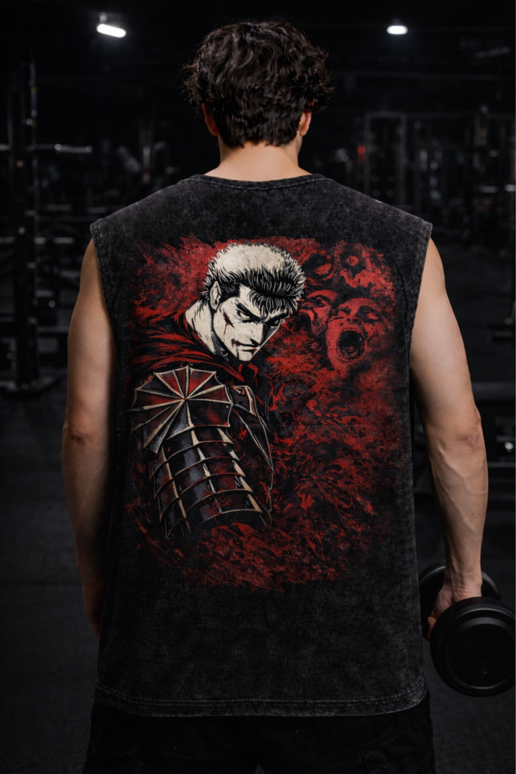 Berserk Oversized Gym Vest – Acidwash Black