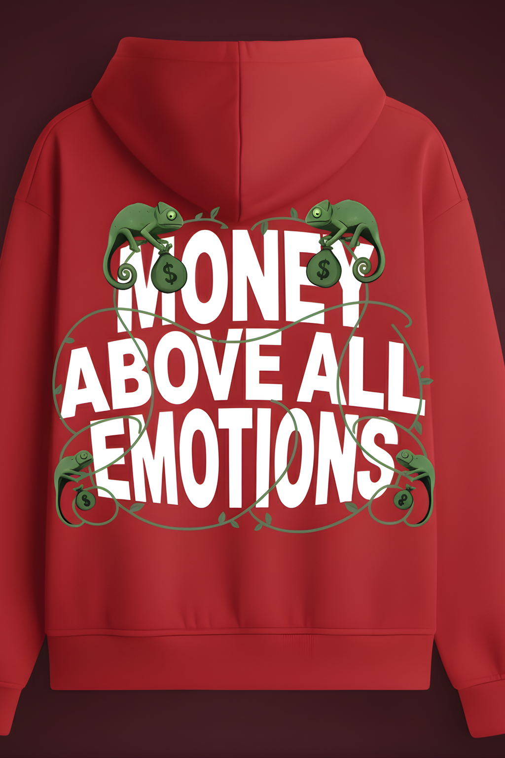 MONEY ABOVE ALL Regular Unisex Hoodie  - RED