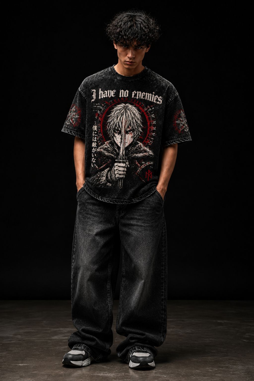 No Enemies Acidwash Oversized Tee – Black